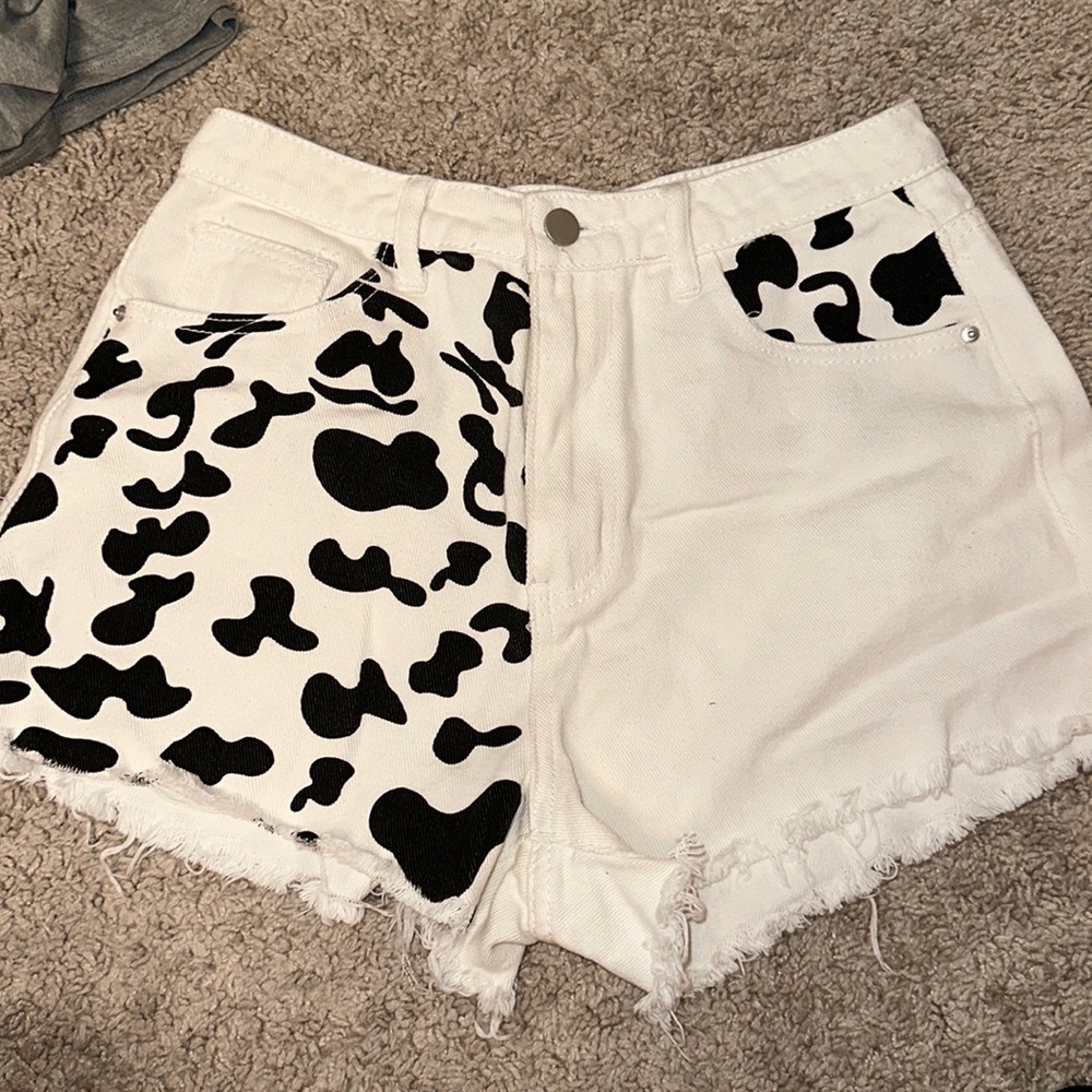 Fun cow print high waisted shorts
